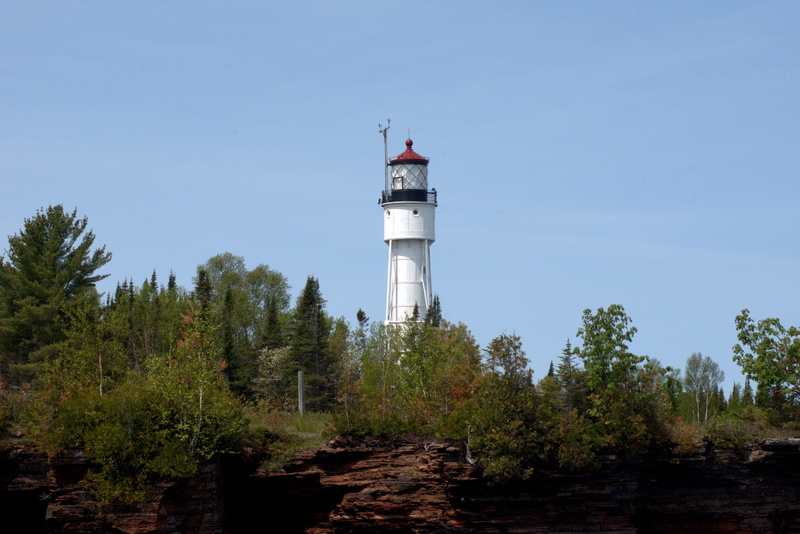 wisconsin, tree, islands, growth, old, lighthouse, devils island light, lakeshore, outdoors, structure, building exterior, nature, building, water, built structure