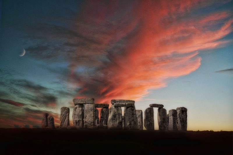 henge, nature, europe, no people, history, mon, britain, landmark, old, landscape, dusk, building exterior, countryside, dramatic sky, heritage, low angle view