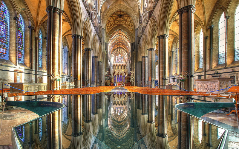 1080P, Reflection, Cathedrals, Silver, Religious, Cathedral, Interior, Arch, Salisbury Cathedral, Architecture