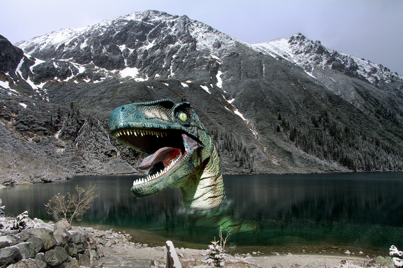 no people, animal themes, fear, animal mouth, prehistory, hangover, teeth, water, picture, nature, carnivorous dinosaur, beauty in nature, mountain range