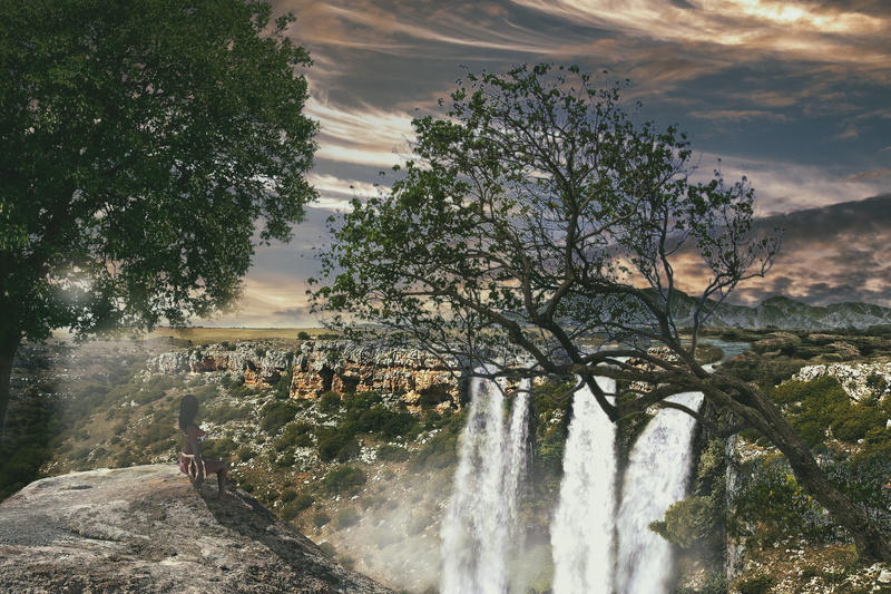 land, day, plant, flowing water, growth, branch, dramatic, idyllic, water, waterfall, tree, tranquil scene, no people, cave, dawn, pulo of altamura, fantasia