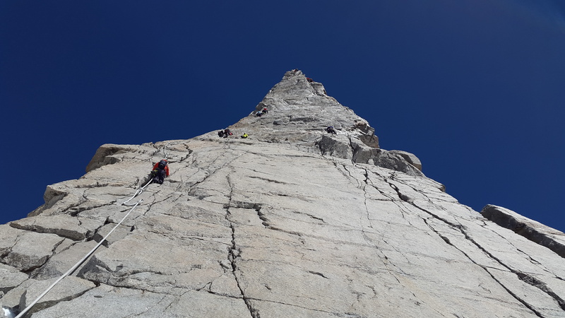 sport, scenics - nature, Granite, Climb, mountain range, people, summit, outdoors, day, low angle view, aiguille du géant, chamonix, mountain, cliff, snowcapped mountain