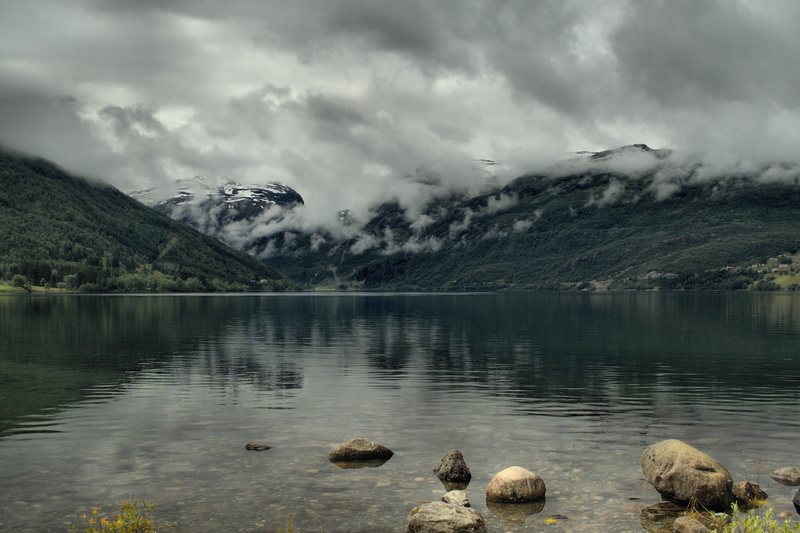 tranquil scene, mountain range, rock - object, tranquility, 2K, no people, norway, solid, rock, beauty in nature, cloud - sky, landscape, tree, plant