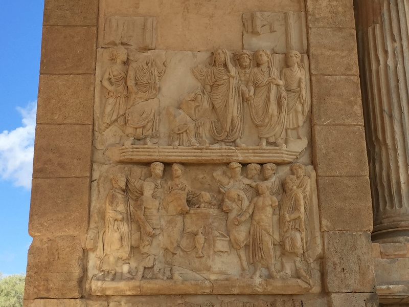 human representation, carving, ancient, building exterior, no people, built structure, place of worship, leptis magna, history, travel, male likeness, architecture