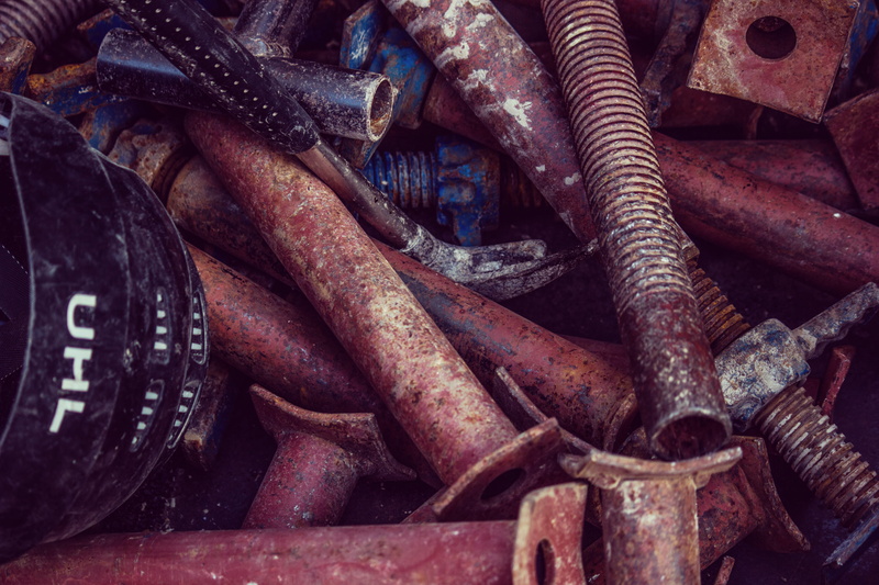 junkyard, bolts, threads, indoors, weathered, hammer, abandoned, close-up, still life, damaged, heap, industrial, handworker, iron, grey, abundance, red