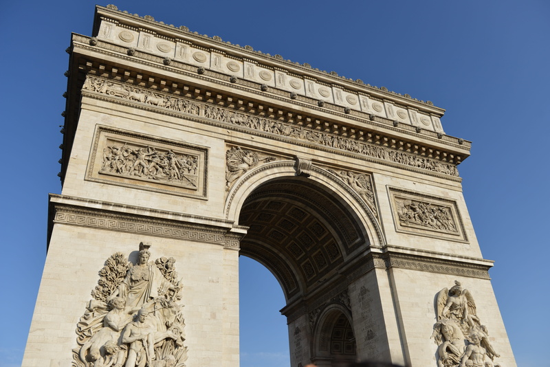 success, arc de triomphe, carving, travel destinations, no people, city, history, architecture, low angle view, sky, travel, representation, 5K, achieve