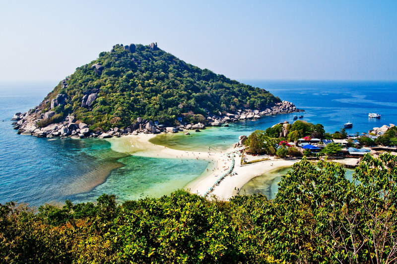 tree, thai, tranquility, coastline, island, idyllic, asia, koh nang yuan, sand, koh tao, nature, body, turquoise colored, 4K, nangyuan, day, blue, land