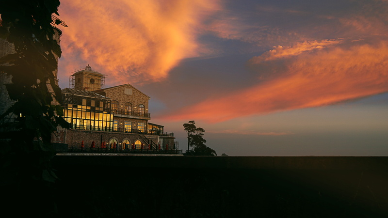 religion, travel destinations, bà nà hills resort, belief, tourism, sky, building exterior, a6300, sunset, no people, cloud - sky, da nang, orange color