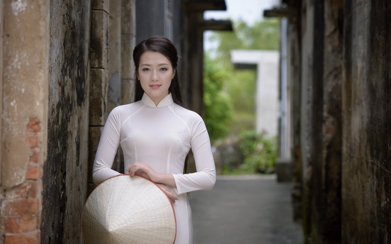 Women, Girl, Asian, Vietnamese, Asian Conical Hat, Ao Dai, Model, 1080P