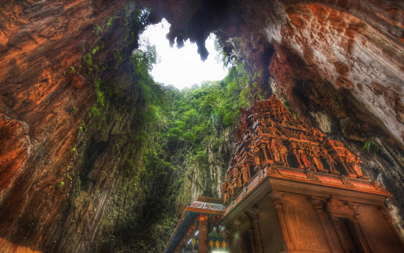 1920x1200, nature, cave, tree, ruins, moss, concrete, temple, ruin, 1080P, brown