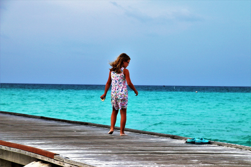 holidays, colors, wooden, hairstyle, fun, trip, sandy, travel, landscape, the background, girl, the silence, tourism, nature, wind, blue, blue sky, the pier