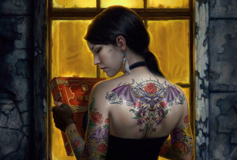 lifestyles, asian Ethnicity, beautiful, rear view, hair, tattoo, cultures, east Asian Culture, girl, art, hairstyle, one Person, book, looking