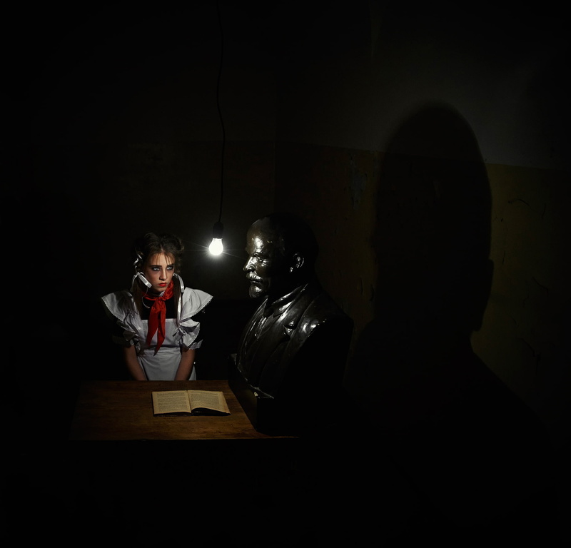 girl, bust, dark room, black, pioneer, schoolgirl, the audience, head, Lenin, young, 1080P, male