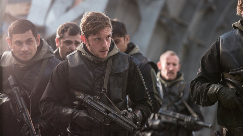 Jamie Bell, 6 Days, black, suit, group, men, 4K, rifles, best war movies