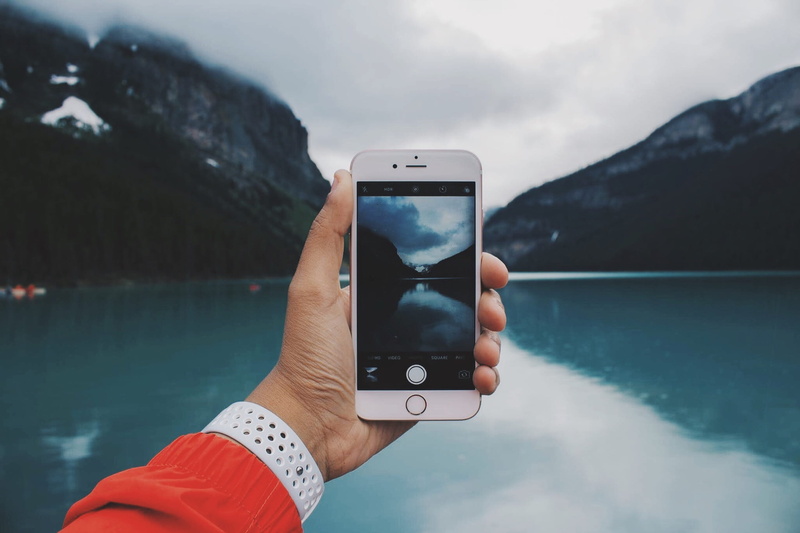 lake, vacations, reflection, holding, technology, cloudy, wireless technology, photography themes, beauty in nature, one Person, human Hand, winter, iphone 6