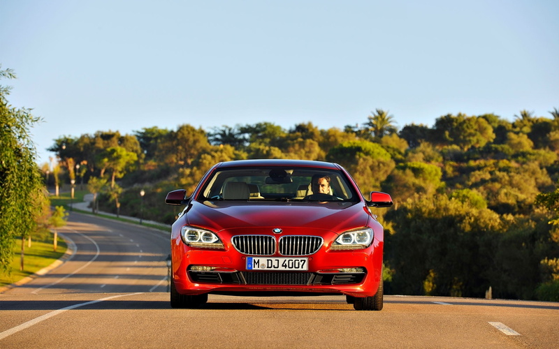 Grille, Asphalt, Red, 1080P, 6 Series, Day, The hood, BMW, The front, Road