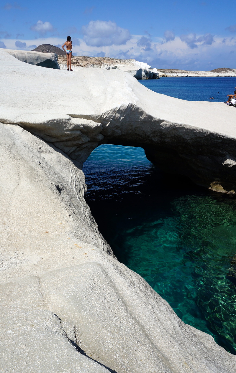 white mountains, sunlight, tranquility, greek island, people, tranquil scene, travel destinations, sarakiniko, scenics - nature, Bay, adults only, real people