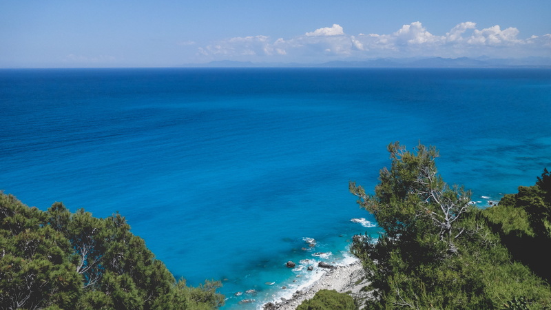 tranquility, summer, day, beach, outdoors, seashore, horizon, sky, scenic, scenics - nature, beauty in nature, 4K, holidays, landscape, greece, no people