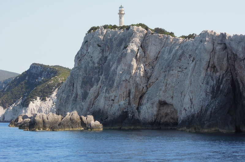 lighthouse, outdoors, no people, scenics - nature, sea, cliff, lefkada town, 2K, tranquility, beauty in nature, land, mountain, architecture, island, sky