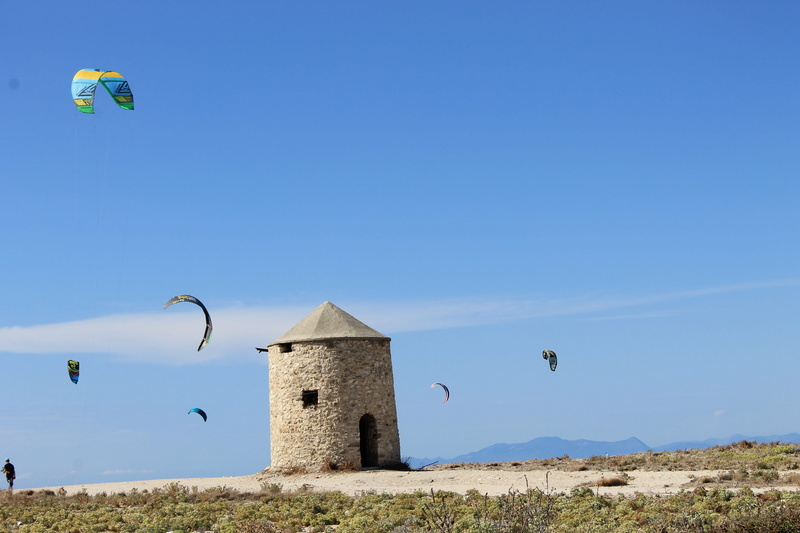 paragliding, adventure, summer, outdoors, picture, day, land, scenics - nature, sunlight, flying, coast, greece, windmill, scenery, nature, environment
