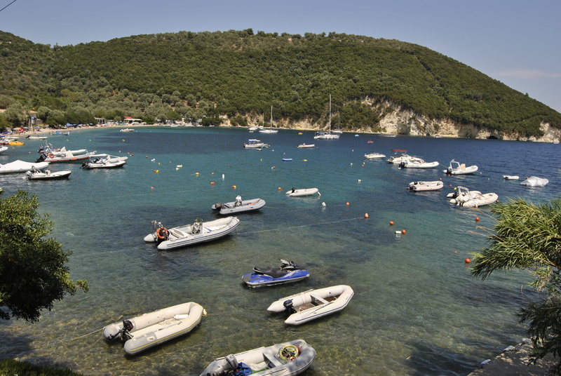 lefkada, nature, sea, plant, island, beauty in nature, tree, anchored, transportation, greece, scenics - nature, high angle view, summer, yacht, sky, land