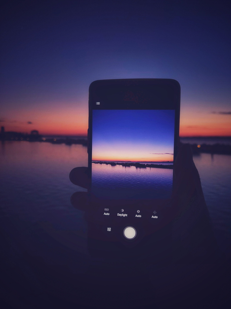 mobile phone, portable information device, lake, shade, night, camera, smartphone, outdoors, smart phone, communication, sea, hand, quiet, sky, oneplus