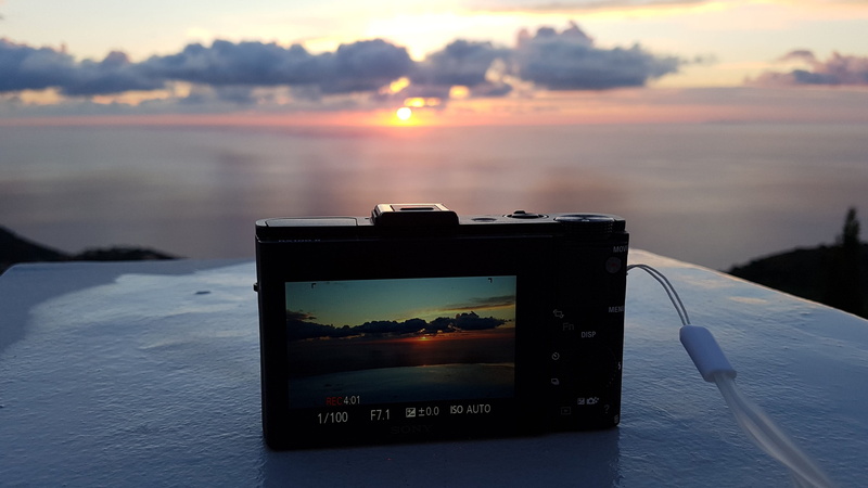 cloud - sky, digital camera, sunlight, communication, outdoors, tranquility, lefkada, tranquil scene, photography themes, horizontal plane, water, dawn