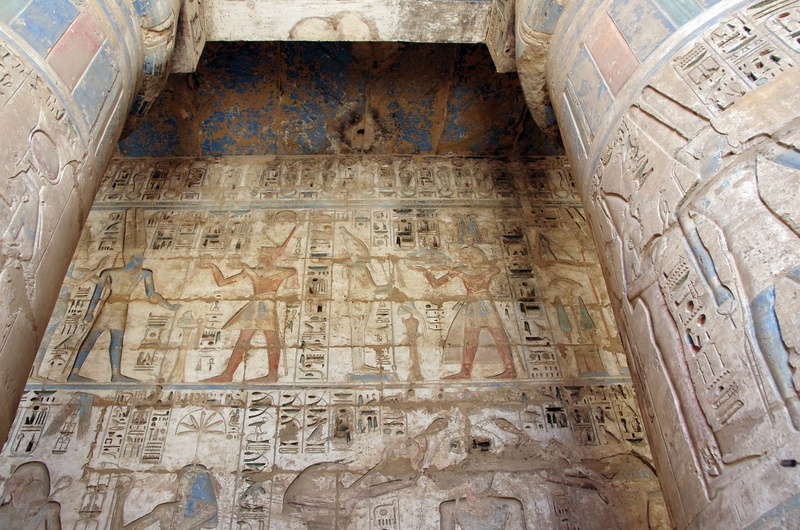 medinet-habu, architecture, ancient civilization, monument, old ruin, the past, religion, spirituality, mural, building, no people, egypt, art and craft
