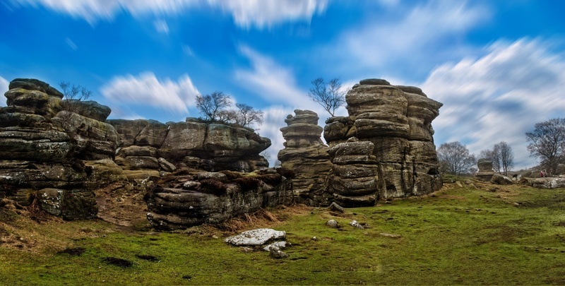 solid, green, rock formation, geology, no people, shapes, grey, plant, 1080P, stones, holiday, environment, nidderdale, eroded, travel, formation, brimham rocks