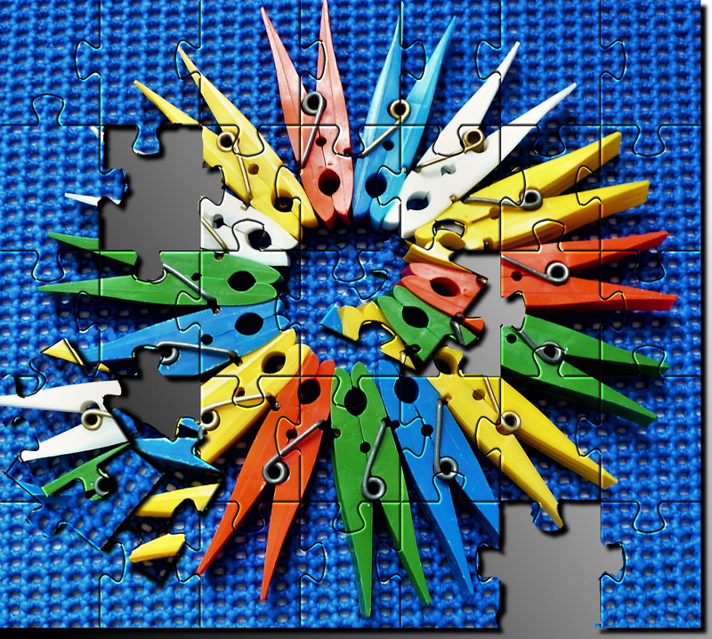 art and craft, abundance, variation, no people, large group of objects, pattern, puzzle, clamp, table, high angle view, collection, indoors, tether, close-up