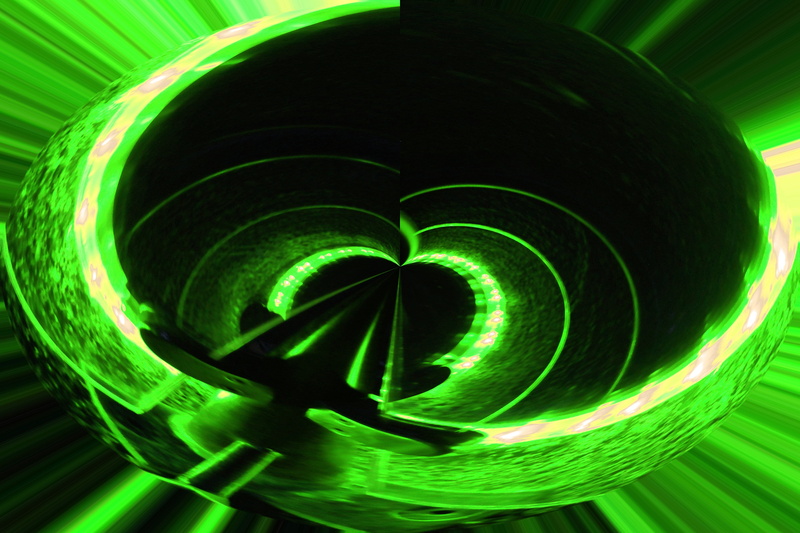 laser, illuminated, glowing, psychedelic, half circle, strips, 5K, night, circle, black background, space, long exposure, spinning, motion, abstract, green