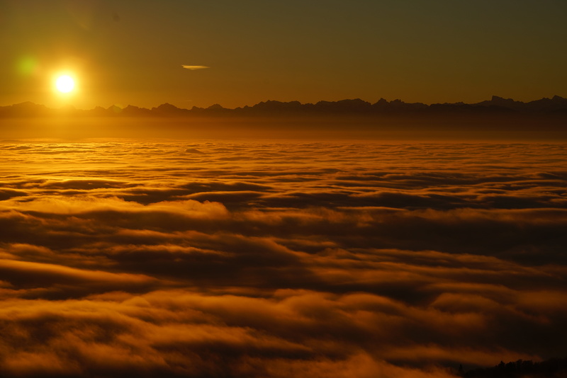 sunset, nature, scenics, cloud - sky, 8K, tranquil scene, sea of fog, idyllic, dusk, panoramic photo, sea, sunlight, panoramic photography, no people