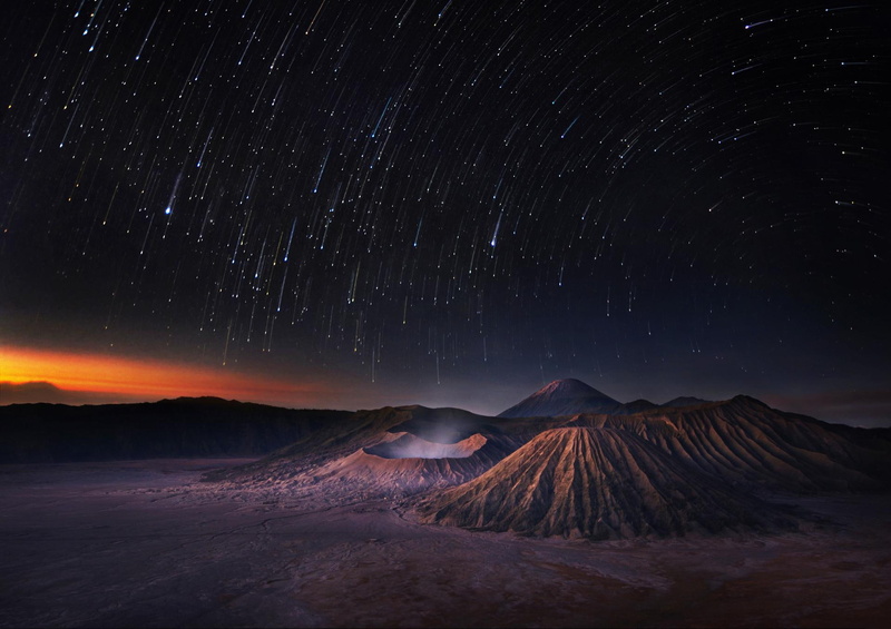 starry night, nature and landscapes, world, landscapes, moonscape, 1080P, volcanos