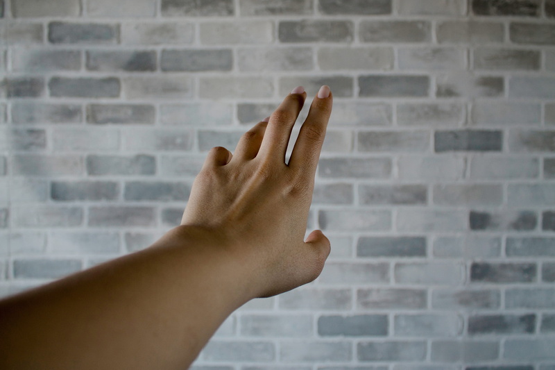 brick, hand up, womans hand, arm, arm out, reach, 4K, toronto, womans arm, human hand, hand out, close-up, reaching, fingers, manicure, finger nails, built structure