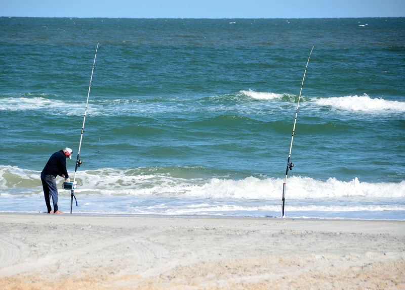 beside, sport, summer, outdoors, men, rod, activity, wave, surf fisherman, sea, beauty in nature, real people, horizon over water, day, people, fisherman
