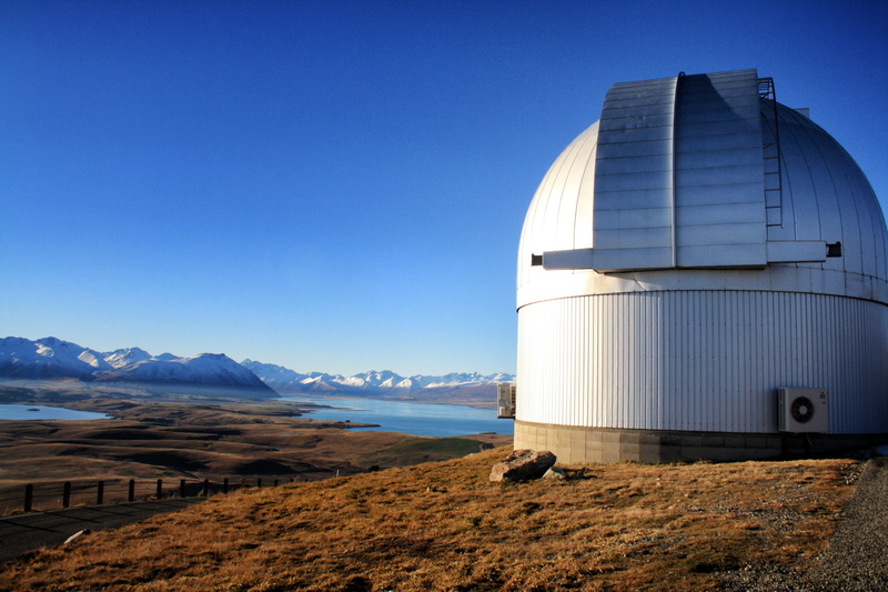 built structure, astronomical observatory, sea, water, telescope, 4K, land, clear sky, mountain, new zealand, building exterior, space, nature, astronomy