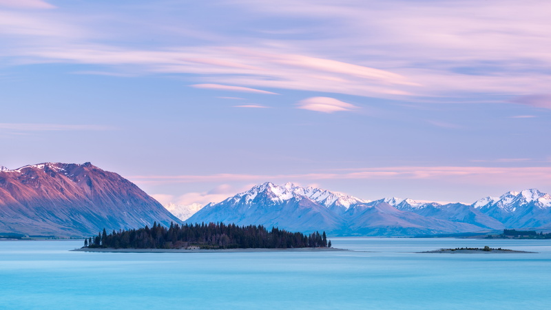sky clouds, water, mountains, 8k, 8K, body, Lake Tekapo, New Zealand