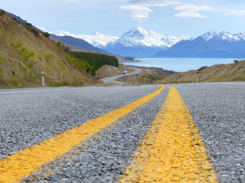 photos, cook, photography, Road markings, geo tagged, Mount Cook, passing, new Zealand, nature, snowy, asphalt, NZ, travel, road, daytime, leading, 1080P