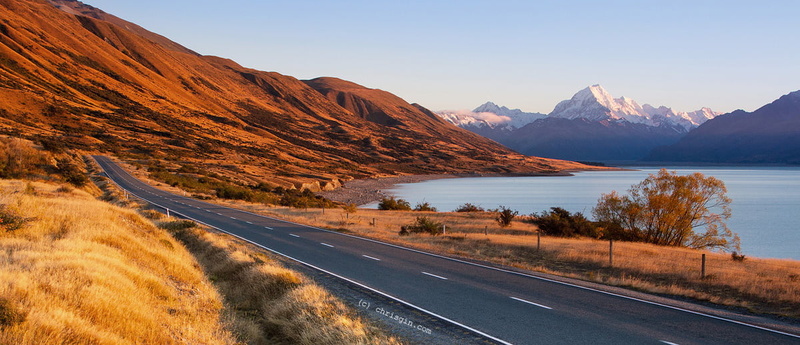 autumn, outdoors, body, mt, aoraki, time, travel, day, nz, near, Mt Cook, new zealand, photo, scenics, water, mountain, road, pukaki, nature, surrounded