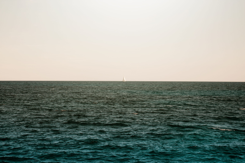 waterfront, nature, blue, spain, tranquility, seascape, landscape, clear sky, tranquil scene, sea, scenics - nature, idyllic, sailboat, minimalism