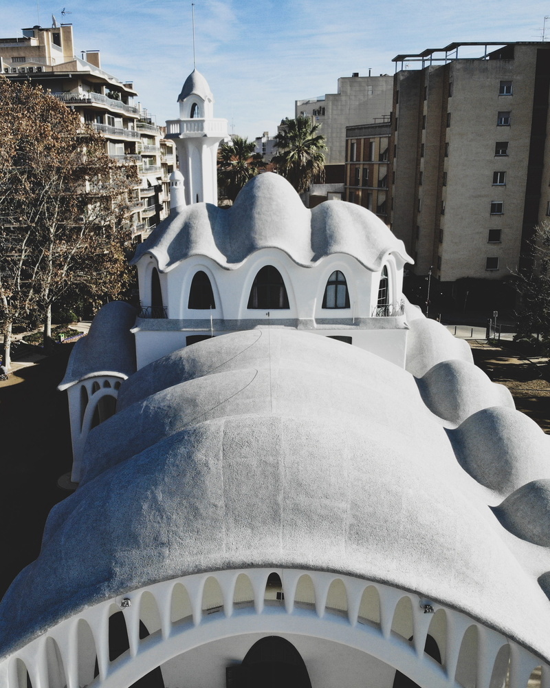 2K, building exterior, concrete, tower, place of worship, architecture, the past, outdoors, terrassa, parc de sant jordi, history, white, rural, urban