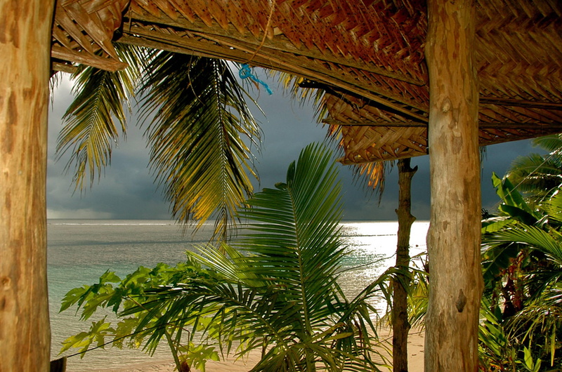 palm-leaves, lagoon, beach, ocean, 2K, samoa, vista, island, tropical, view, atoll, romantic, sand, polynesian, lodge, samoan, hideaway, hide