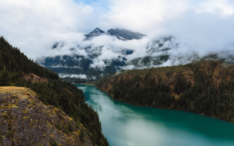 body, north cascades, Thunder, water, forest, clouds, 5K, outdoors, scenics, body of water, Arm, 4L, landscape, Canon EF, lake, mountain, 35mm, Washington