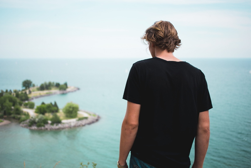 2K, 20-25 year old, edge, contemplation, outdoors, scenics - nature, rock, horizon over water, beach, focus on foreground, man, male, looking at view