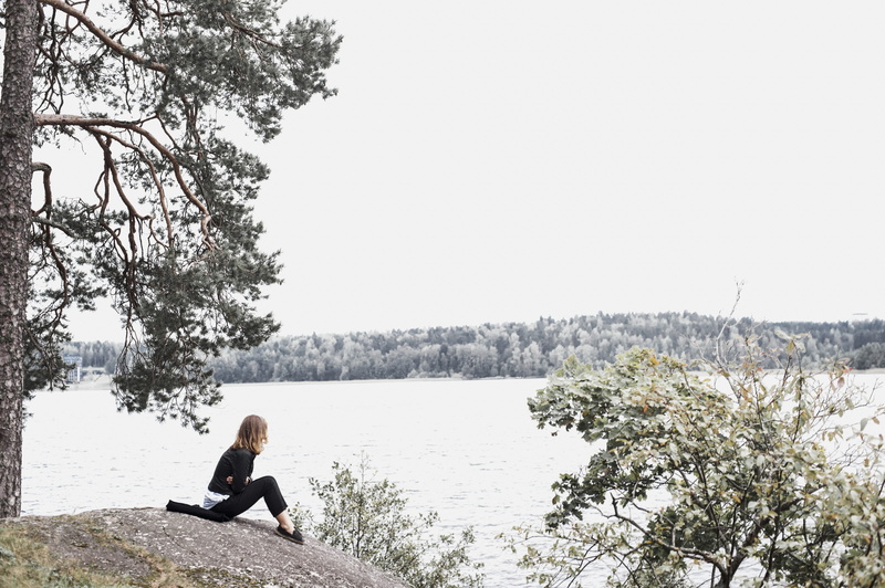 outdoors, one person, lake, tree, water, person, park, near, clear sky, body, woman, countryside, daylight, 4K, scene, trees, soil, day, plant, sitting