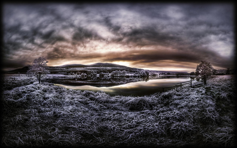 3d and abstract, river, winter, 1080P, hdr, bend, clouds
