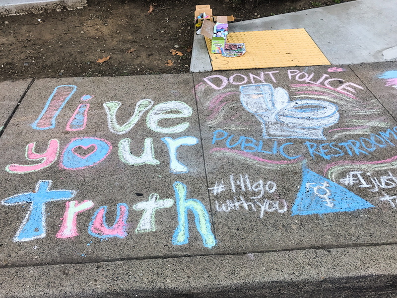 message, art and craft, footpath, creativity, city, lgbtq, human representation, communication, western script, sidewalk chalk, sacramento, 2K, outdoors