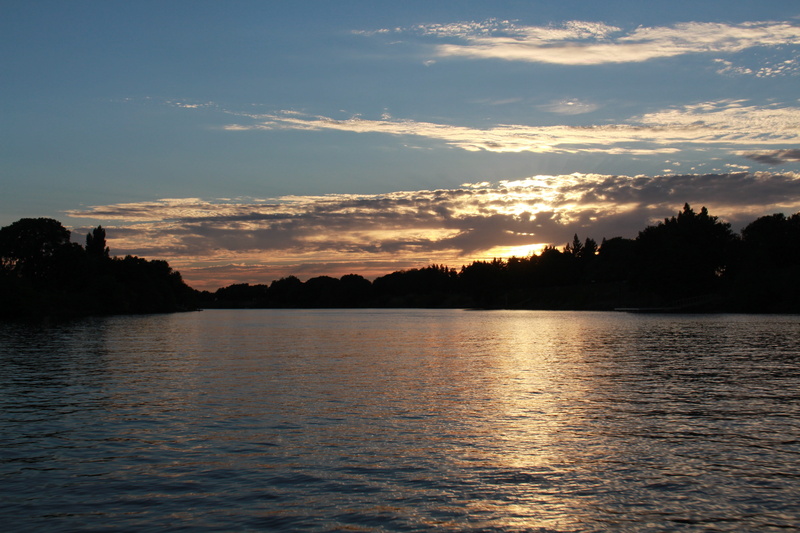 tree, lake, sunset, cloud - sky, non-urban scene, rippled, outdoors, delta, nature, tranquility, landscape, idyllic, tranquil scene, silhouette, no people
