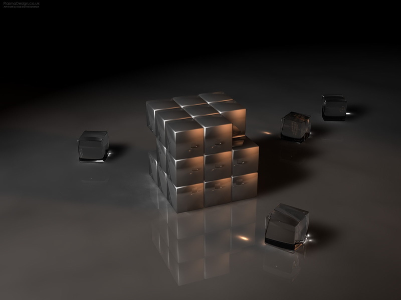 reflection, 720P, render, CGI, cube, digital art