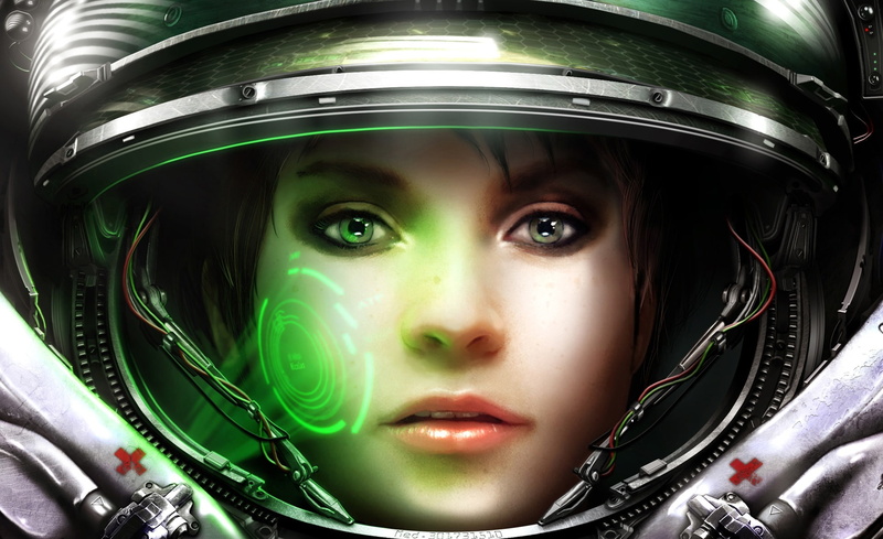 beauty, Starcraft, unit, sc2, green color, wings of liberty, sc2 medic unit, ii, helmet, astronaut, starcraft ii wings of liberty, Games, portrait